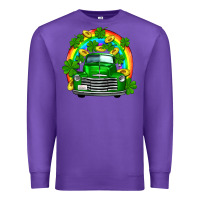 Purple st patricks shamrock gold rainbow truck Premium Sweatshirt - FaDigitalArtStudio
