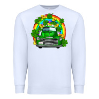 White st patricks shamrock gold rainbow truck Premium Sweatshirt - FaDigitalArtStudio