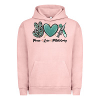 Pigment Salmon peace love phlebotomy Urban Hoodie - MaliasSmallBusiness