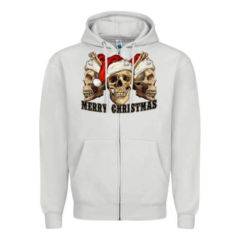 Merry Christmas Skulls Zipper Hoodie by RanaPortraitStore | Teevron