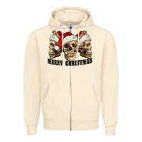 Sandshell Merry Christmas Skulls Zipper Hoodie - RanaPortraitStore