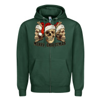 Sports Green Merry Christmas Skulls Zipper Hoodie - RanaPortraitStore