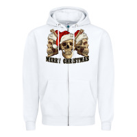 White Merry Christmas Skulls Zipper Hoodie - RanaPortraitStore