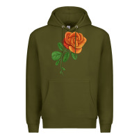 Army Green Burst Of Joy Rose Premium Hoodie - LillyAllenDesigns