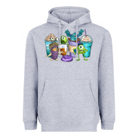 Heather Grey cartoon characters coffee cups Heavyweight Hoodie - Zillion Design Studio