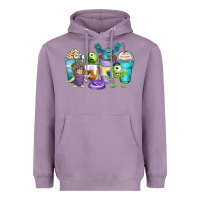 Lavender cartoon characters coffee cups Heavyweight Hoodie - Zillion Design Studio