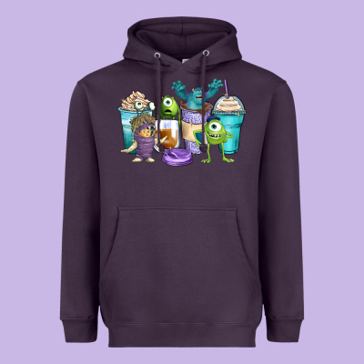 Cartoon Characters Coffee Cups Heavyweight Hoodie Designed By Zillion Design Studio