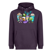 Plum cartoon characters coffee cups Heavyweight Hoodie - Zillion Design Studio