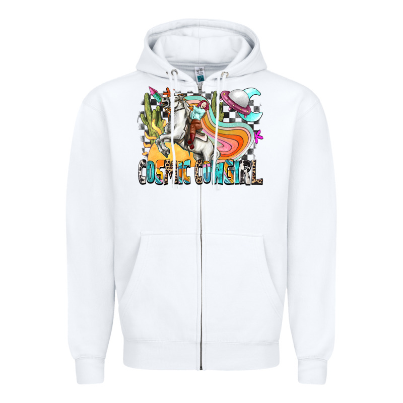 Cosmic Cowgirl Zipper Hoodie by Zillion Design Studio | Teevron