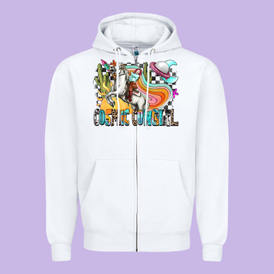 Cosmic Cowgirl Zipper Hoodie Designed By Zillion Design Studio