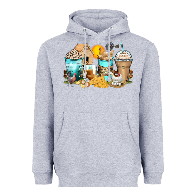 Chicken Coffee Cups Heavyweight Hoodie by Zillion Design Studio | Teevron