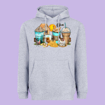 Chicken Coffee Cups Heavyweight Hoodie Designed By Zillion Design Studio