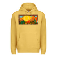 Antique Gold western  sunset cactus leopard serape   license plate template Premium Hoodie - BarkalooDesign