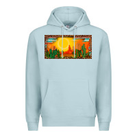 Blue Mist western  sunset cactus leopard serape   license plate template Premium Hoodie - BarkalooDesign