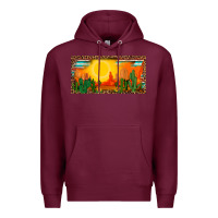 Burgundy western  sunset cactus leopard serape   license plate template Premium Hoodie - BarkalooDesign