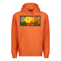 Carrot western  sunset cactus leopard serape   license plate template Premium Hoodie - BarkalooDesign