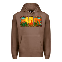Chestnut western  sunset cactus leopard serape   license plate template Premium Hoodie - BarkalooDesign