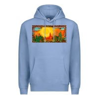 Colony Blue western  sunset cactus leopard serape   license plate template Premium Hoodie - BarkalooDesign