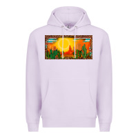 Lilac western  sunset cactus leopard serape   license plate template Premium Hoodie - BarkalooDesign