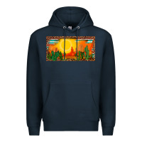 Navy western  sunset cactus leopard serape   license plate template Premium Hoodie - BarkalooDesign