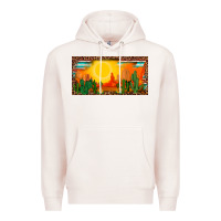 Pale Pink western  sunset cactus leopard serape   license plate template Premium Hoodie - BarkalooDesign