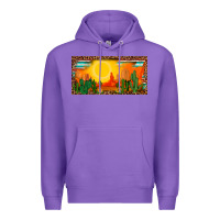 Purple western  sunset cactus leopard serape   license plate template Premium Hoodie - BarkalooDesign