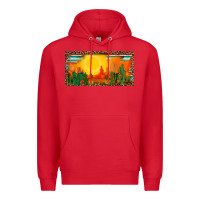 Red western  sunset cactus leopard serape   license plate template Premium Hoodie - BarkalooDesign