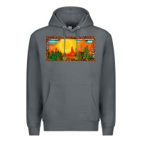 Rock western  sunset cactus leopard serape   license plate template Premium Hoodie - BarkalooDesign