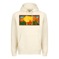 Sandshell western  sunset cactus leopard serape   license plate template Premium Hoodie - BarkalooDesign