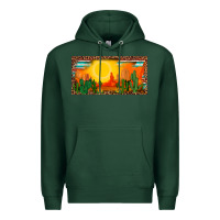 Sports Green western  sunset cactus leopard serape   license plate template Premium Hoodie - BarkalooDesign
