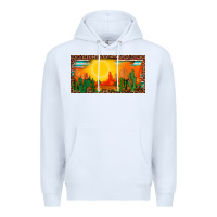 White western  sunset cactus leopard serape   license plate template Premium Hoodie - BarkalooDesign