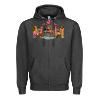 Charcoal Heather Mom Bear With Sunflowers Zipper Hoodie - RanaPortraitStore