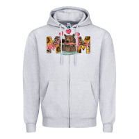 Heather Grey Mom Bear With Sunflowers Zipper Hoodie - RanaPortraitStore