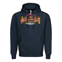 Navy Mom Bear With Sunflowers Zipper Hoodie - RanaPortraitStore