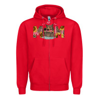 Red Mom Bear With Sunflowers Zipper Hoodie - RanaPortraitStore