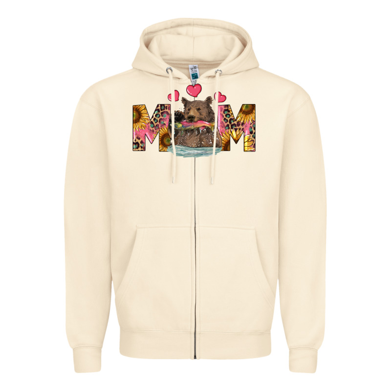 Mom Bear With Sunflowers Zipper Hoodie by RanaPortraitStore | Teevron
