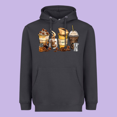 Coffee Cups Heavyweight Hoodie Designed By Zillion Design Studio