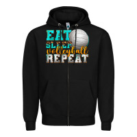 Black eat sleep volleyball repeat Zipper Hoodie - texasbilliewilder
