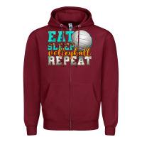 Burgundy eat sleep volleyball repeat Zipper Hoodie - texasbilliewilder