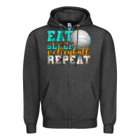 Charcoal Heather eat sleep volleyball repeat Zipper Hoodie - texasbilliewilder