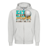 Dove Grey eat sleep volleyball repeat Zipper Hoodie - texasbilliewilder