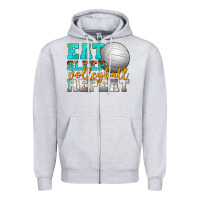 Heather Grey eat sleep volleyball repeat Zipper Hoodie - texasbilliewilder