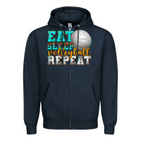 Navy eat sleep volleyball repeat Zipper Hoodie - texasbilliewilder