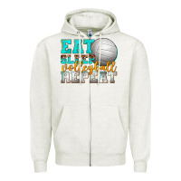 Oatmeal Heather eat sleep volleyball repeat Zipper Hoodie - texasbilliewilder