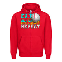 Red eat sleep volleyball repeat Zipper Hoodie - texasbilliewilder