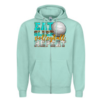 Seafoam eat sleep volleyball repeat Zipper Hoodie - texasbilliewilder
