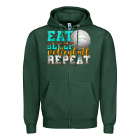 Sports Green eat sleep volleyball repeat Zipper Hoodie - texasbilliewilder