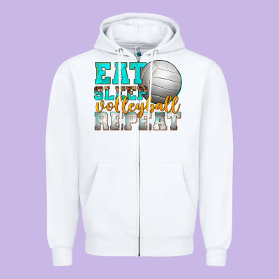 Eat Sleep Volleyball Repeat Zipper Hoodie Designed By Texasbilliewilder
