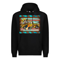 Black western truck farm animals serape leopard turquoise's Premium Hoodie - BarkalooDesign