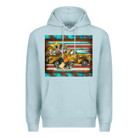 Blue Mist western truck farm animals serape leopard turquoise's Premium Hoodie - BarkalooDesign